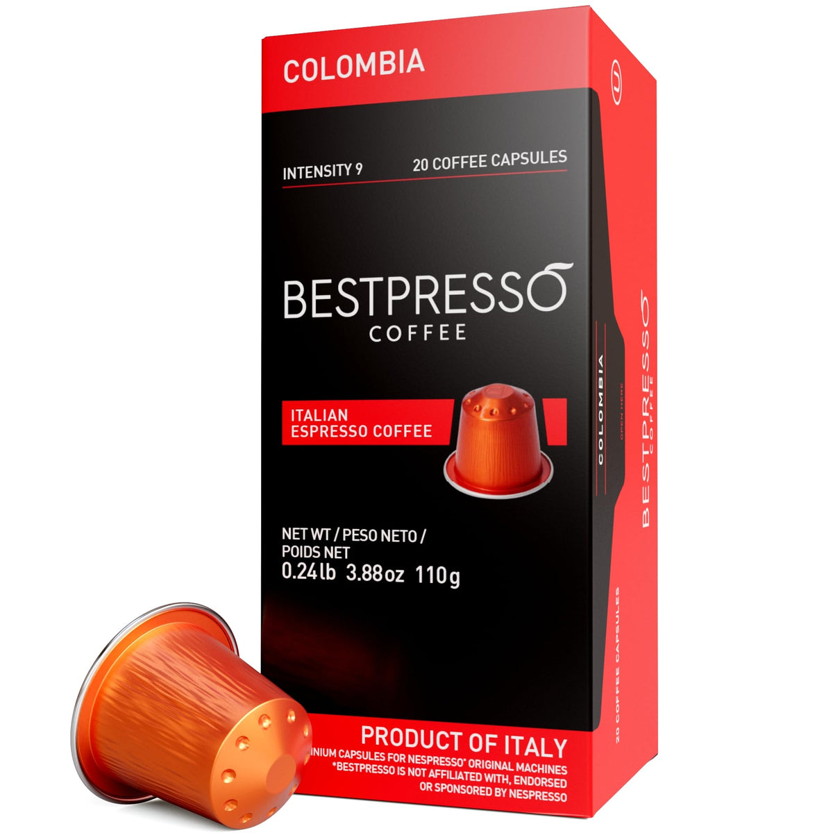 Bestpresso Colombia blend pods pack for Nespresso Original machines.