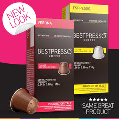 Cup showing rich crema brewed from Bestpresso espresso pods