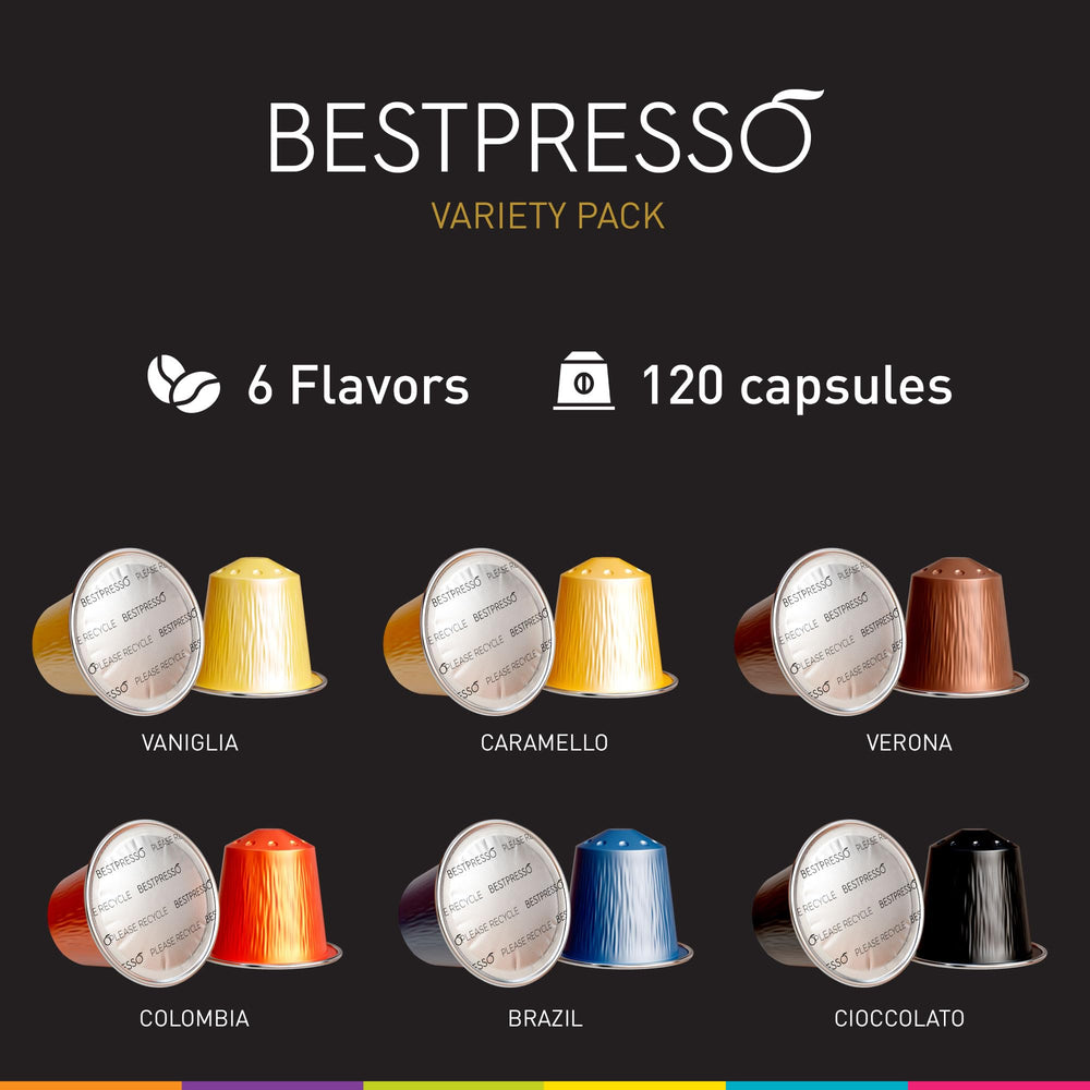 Bestpresso variety pack with flavored and dark roast options
