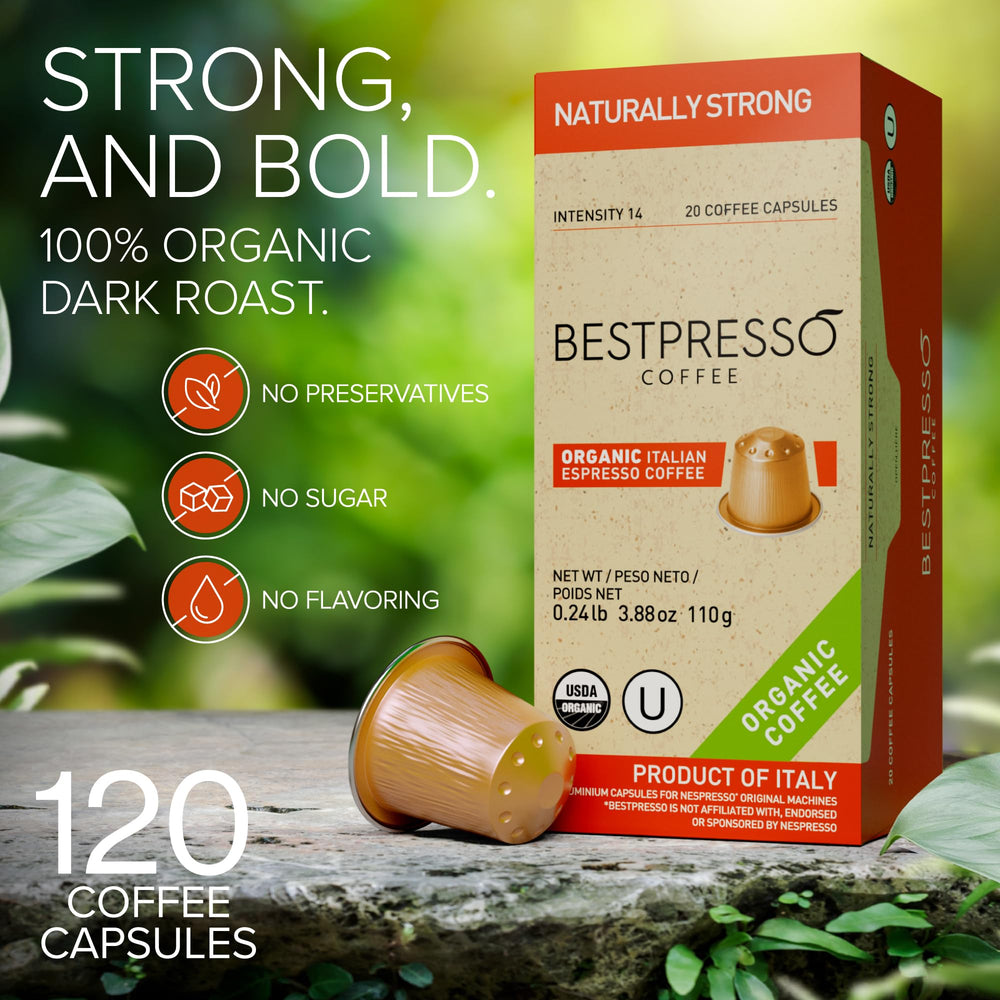 Bestpresso Organic Coffee Pods on a Nespresso Original machine for quick shots.
