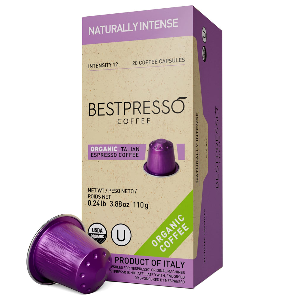 Bestpresso organic USDA pods pack shot for quick, flavorful espresso at home.
