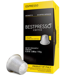 Bestpresso pods for Nespresso Original, 120 aluminum capsules ready for espresso.