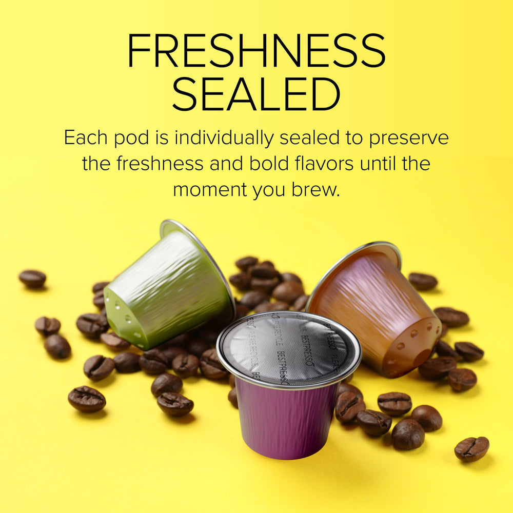 Bestpresso aluminum capsule closeup highlighting freshness