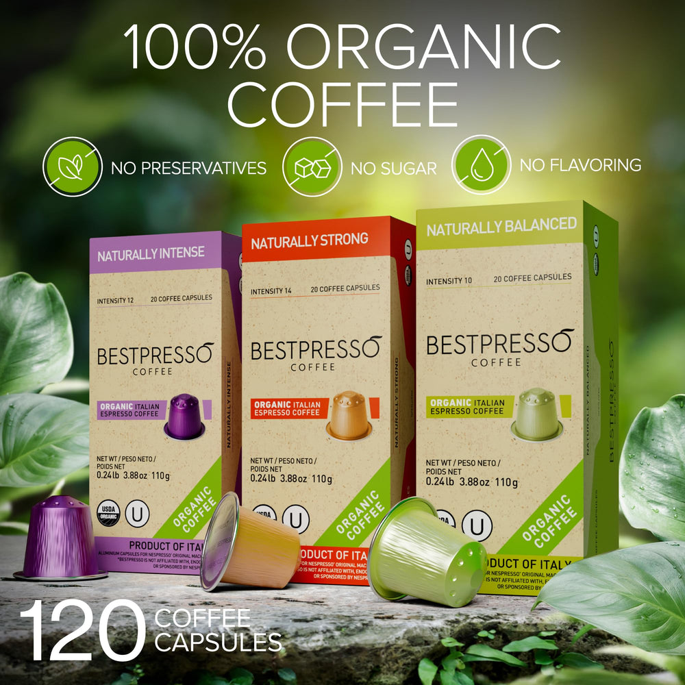 Bestpresso crema closeup from organic aluminum pods