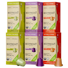 Bestpresso USDA Organic aluminum pods pack front ready for Nespresso Original