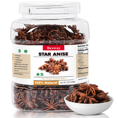 Besway Chinese Star Anise bottle emphasizing freshness and aroma for cooking.