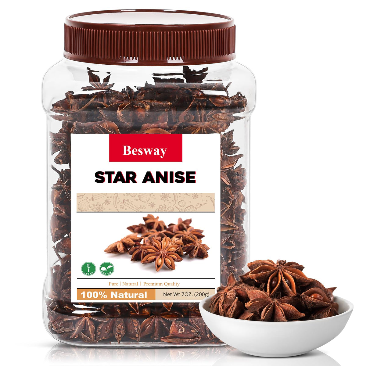 Besway Chinese Star Anise canister front shows premium packaging and freshness