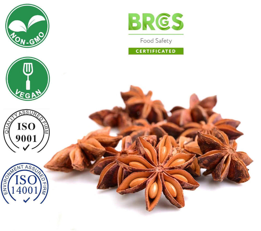 Besway Chinese star anise pods in packaging open for easy scooping
