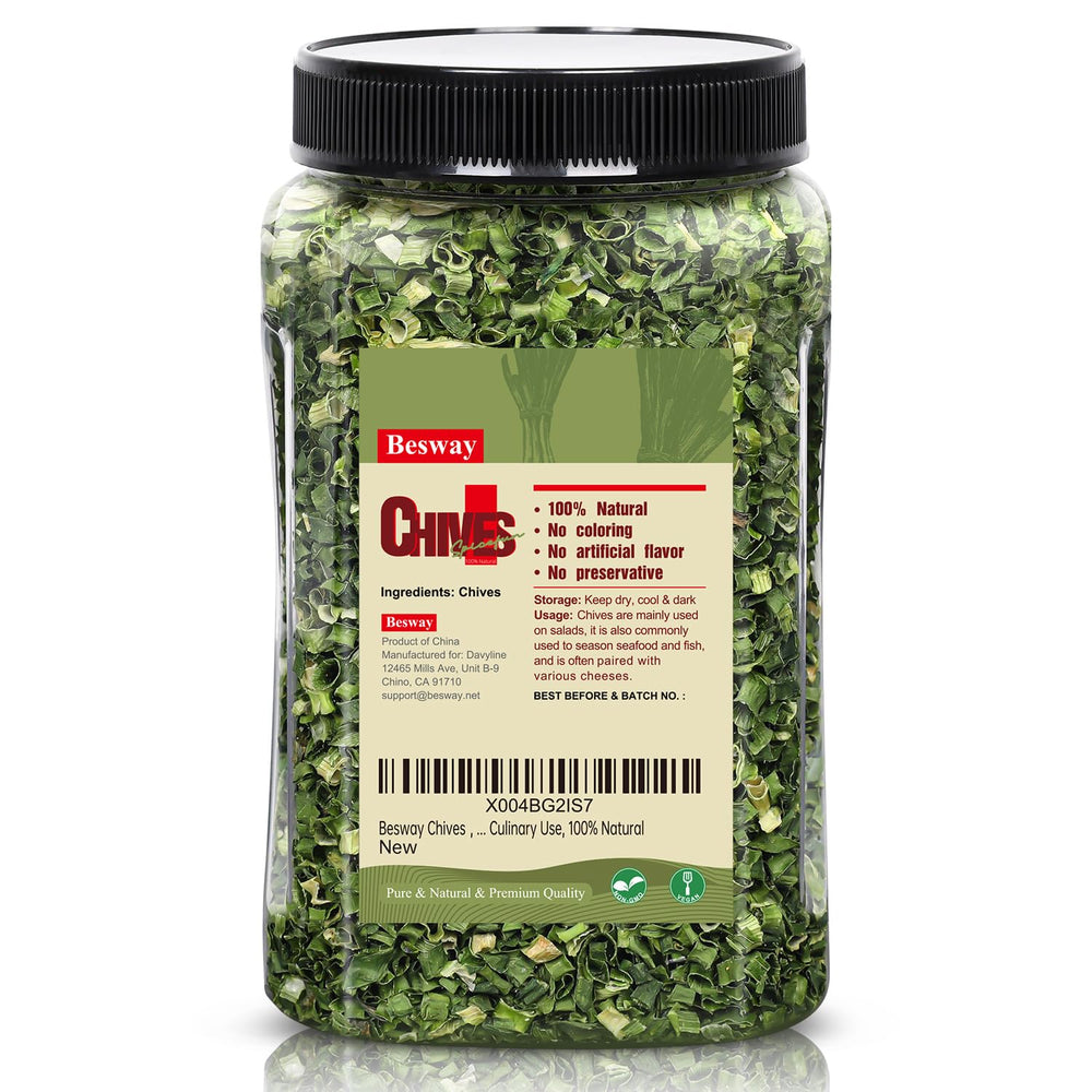 Besway dried green chives ready to sprinkle over soups and omelets.
