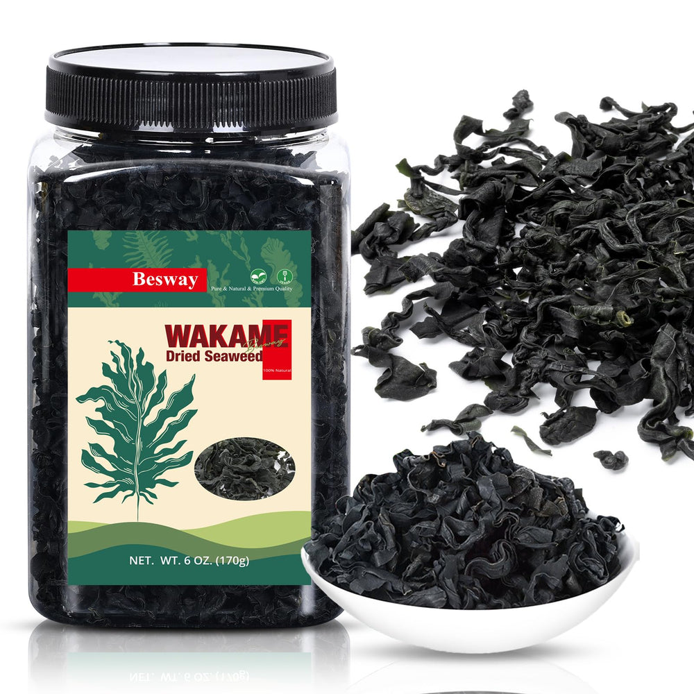 Besway Wakame seaweed 6 oz packaging for easy pantry use