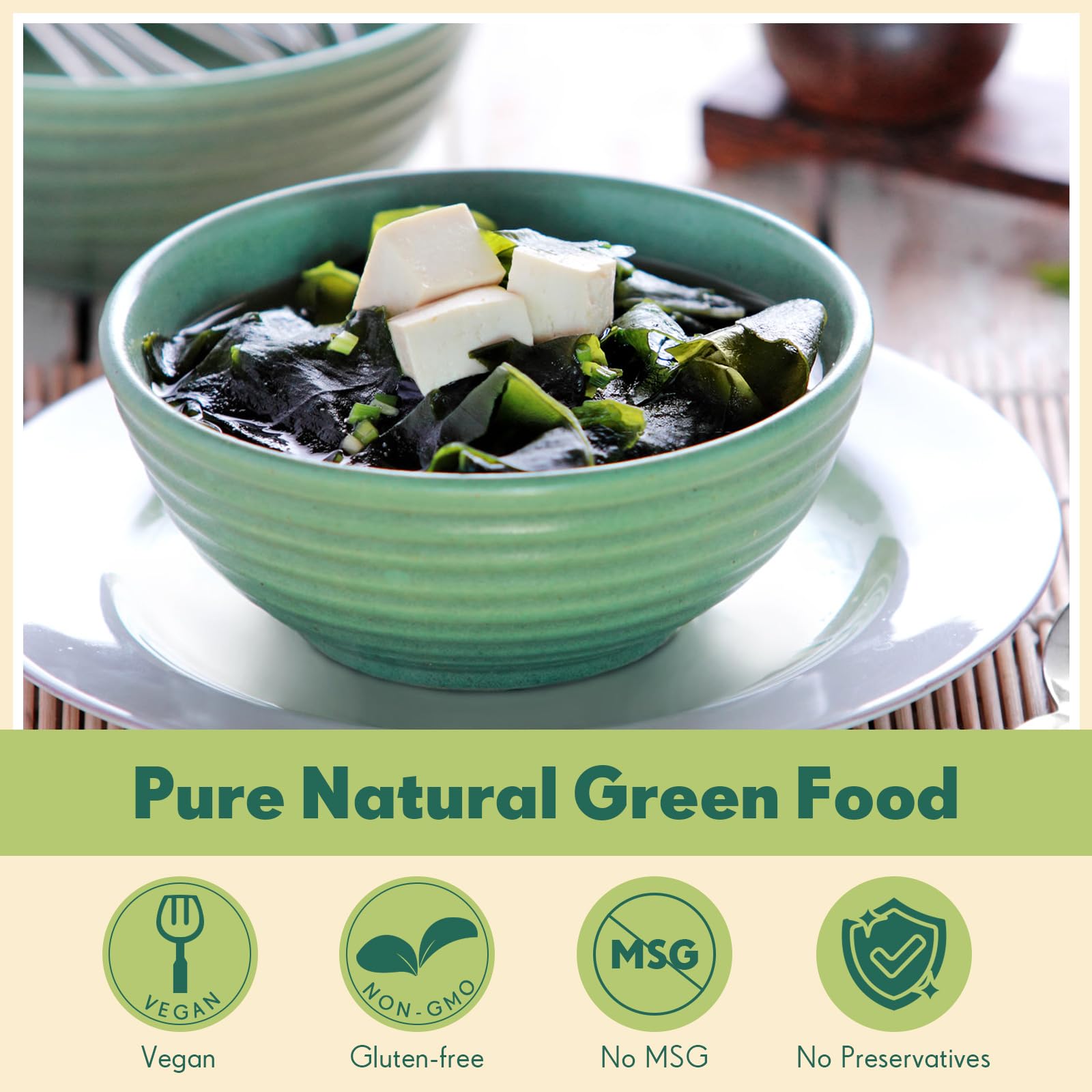 Besway Wakame stored in a resealable pack maintains freshness