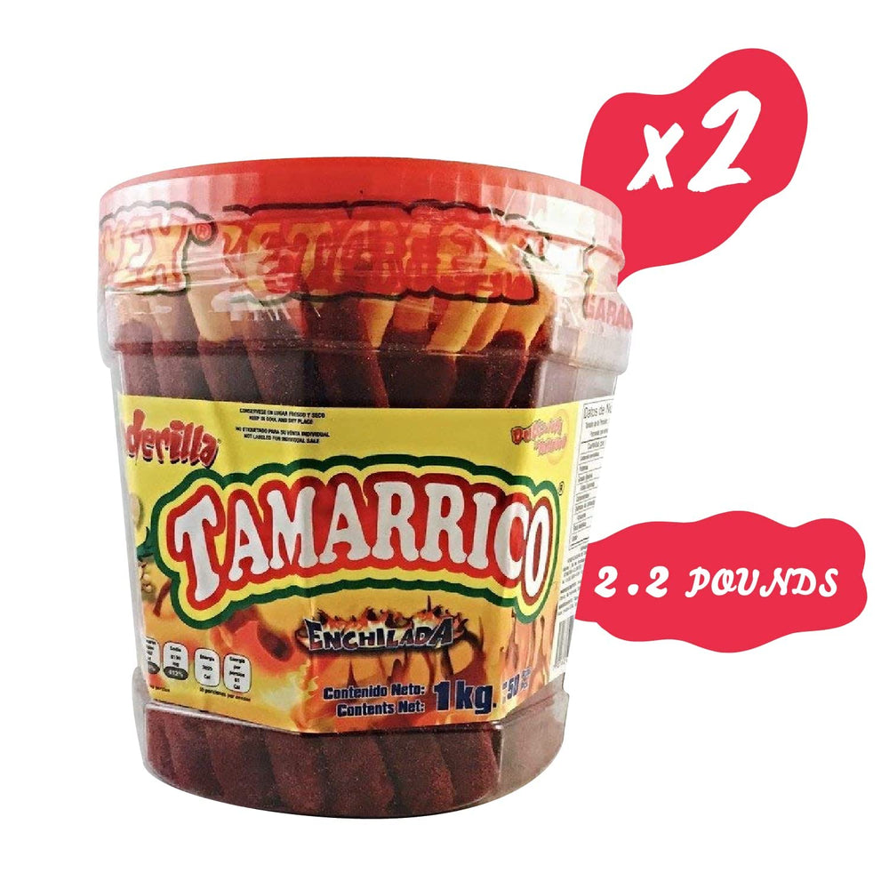Close-up of chili-coated tamarind candy sticks for a spicy-sweet snacking experience.