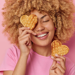 Stack of gluten-free waffles made with Better Batter flour