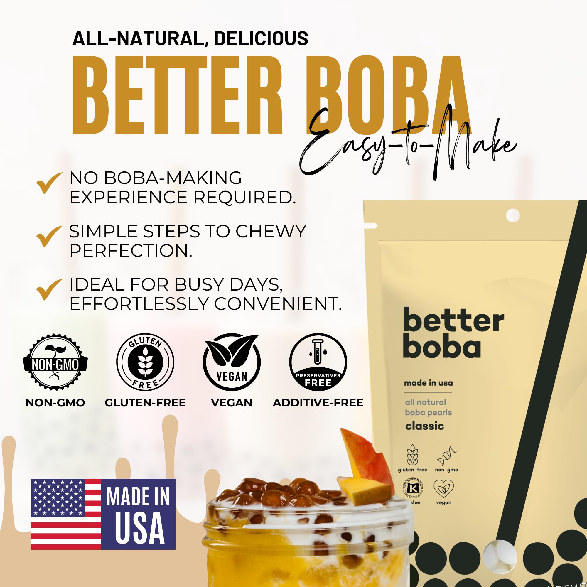 Better Boba pearls paired with ice cream for a dessert twist.
