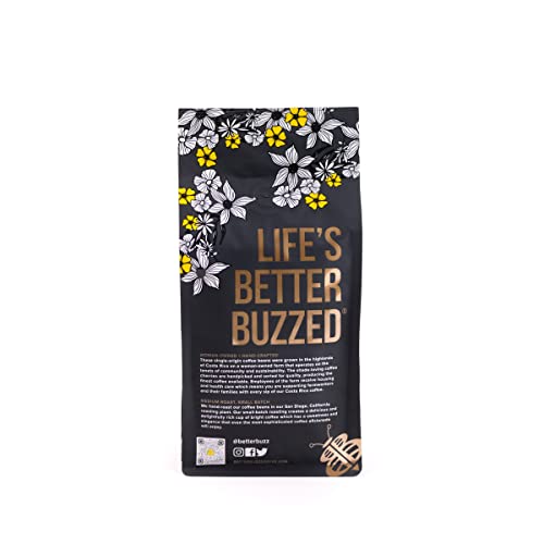 Better Buzz Costa Rica ceramic cup steaming—captures inviting aroma ideal for morning rituals.