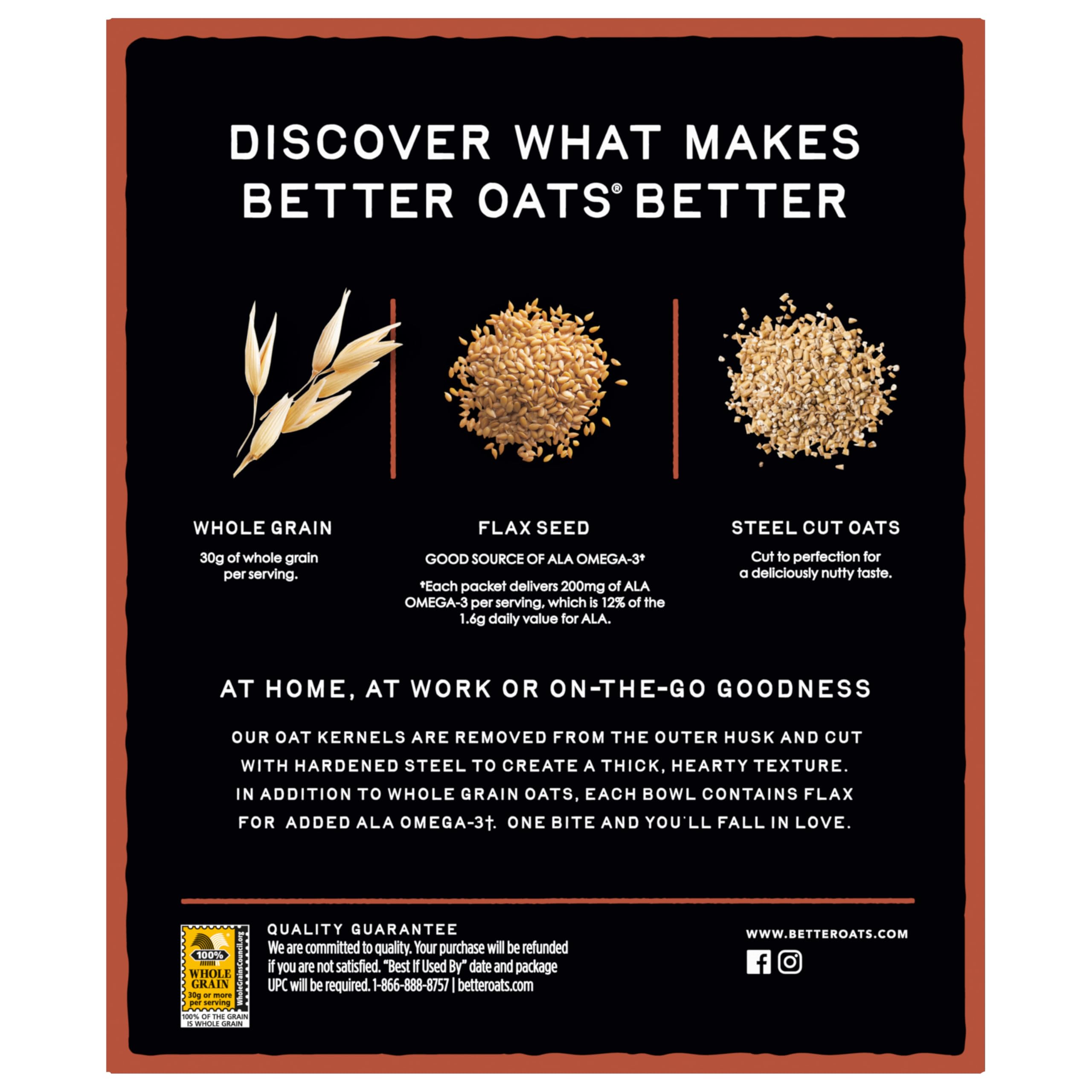 Better Oats box showing nutrition panel and branding.