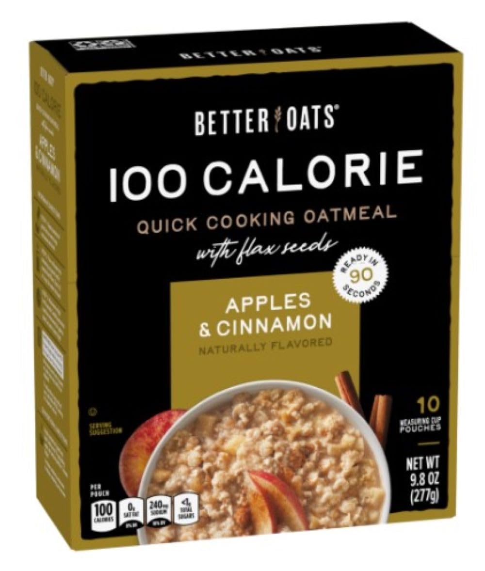Better Oats Fit Apple Cinnamon packaging shows a quick fiber rich breakfast option.