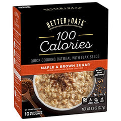 Pouring Better Oats Maple Brown Sugar oatmeal into a bowl with steam rising.
