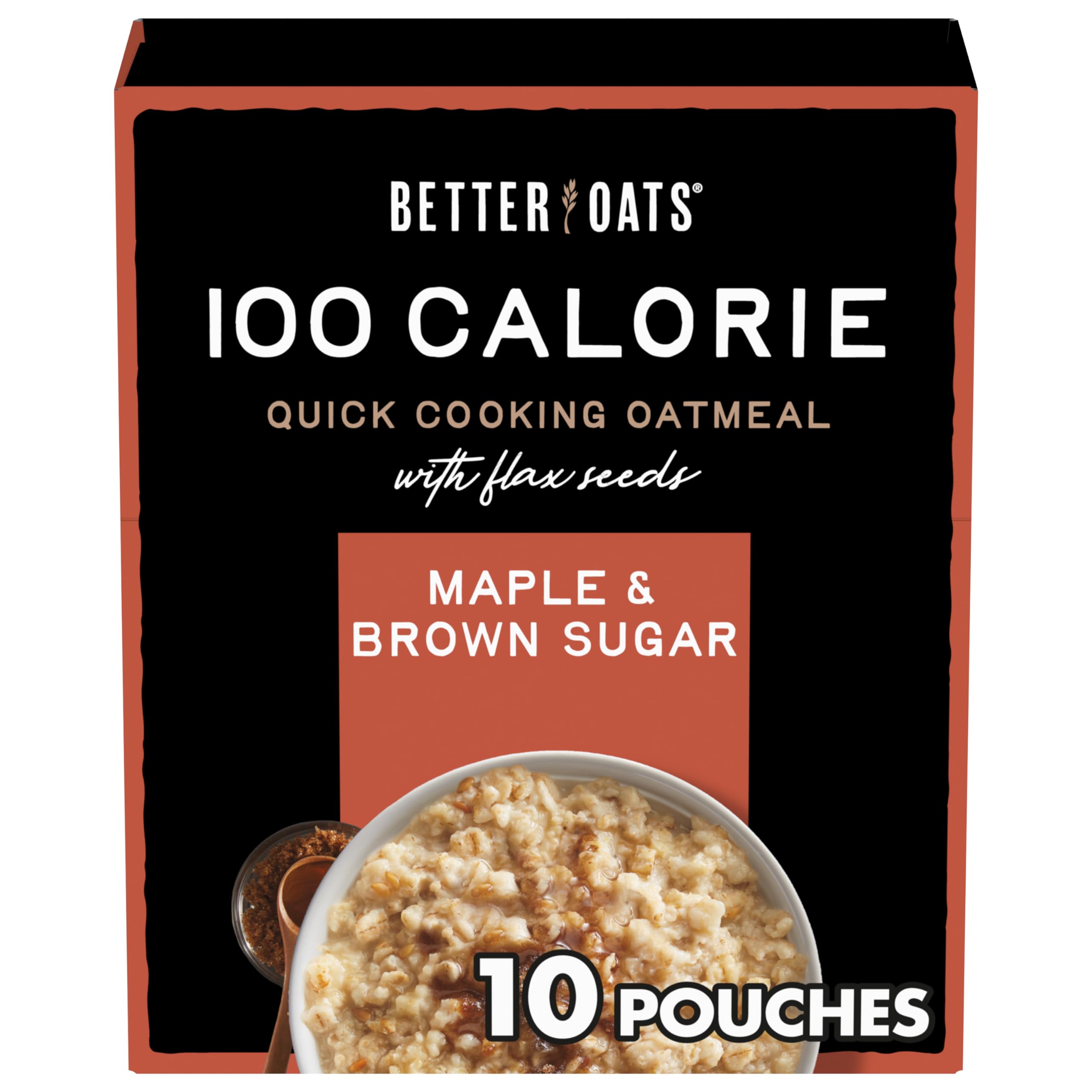 Better Oats Maple Brown Sugar oatmeal packet ready to pour for a quick breakfast.