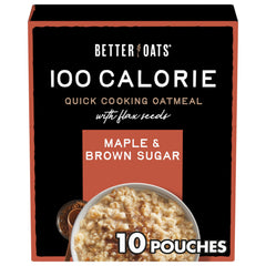 Better Oats Maple Brown Sugar oatmeal packet ready to pour for a quick breakfast.