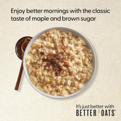 Better Oats Maple Brown Sugar oatmeal packet close-up to showcase flavor.