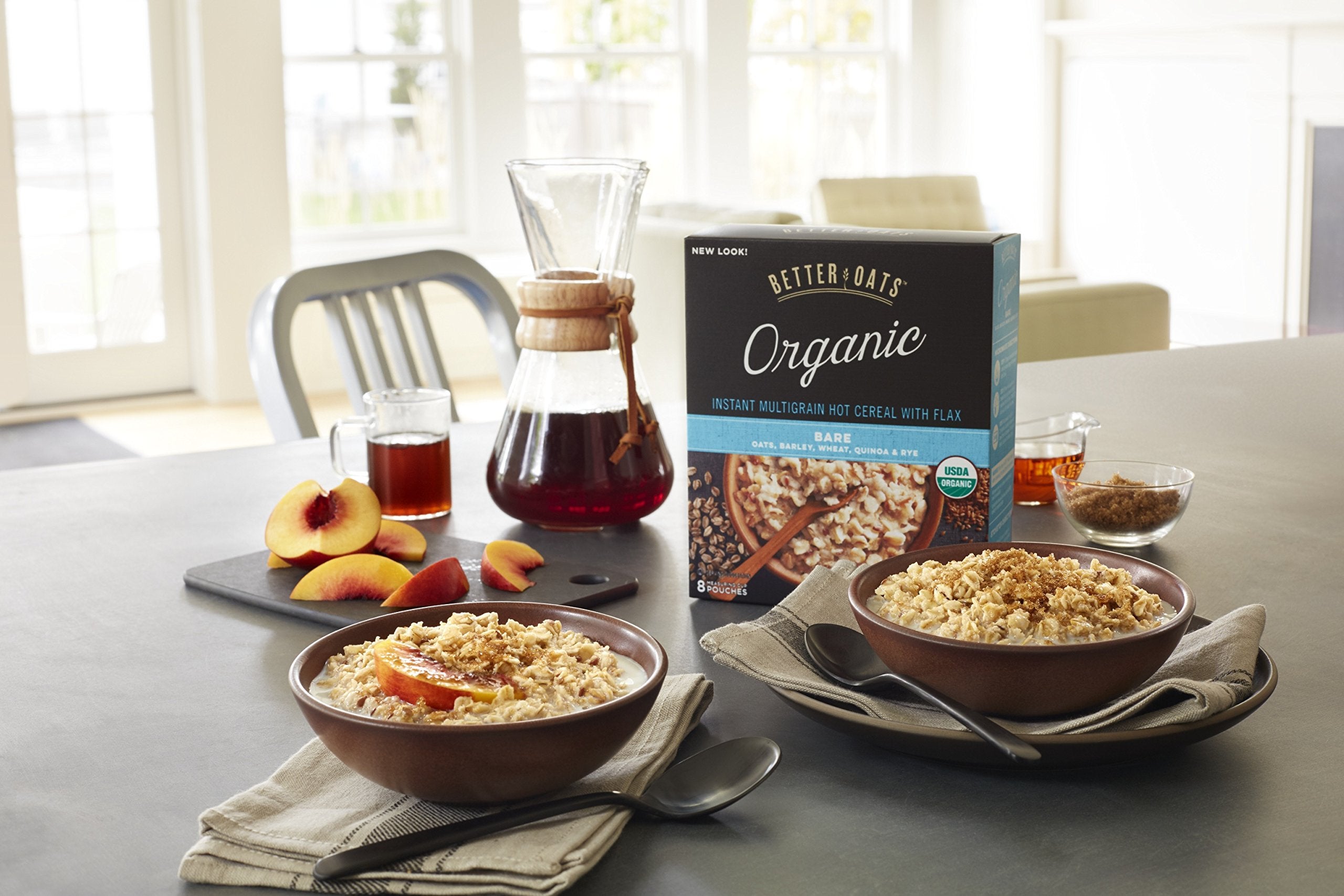 Close-up of flax seeds in Better Oats Organic Bare multigrain for texture and nutrition.
