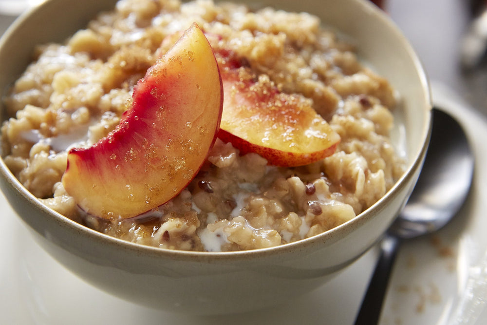 Pouring Better Oats Organic Bare multigrain for a quick, satisfying start.