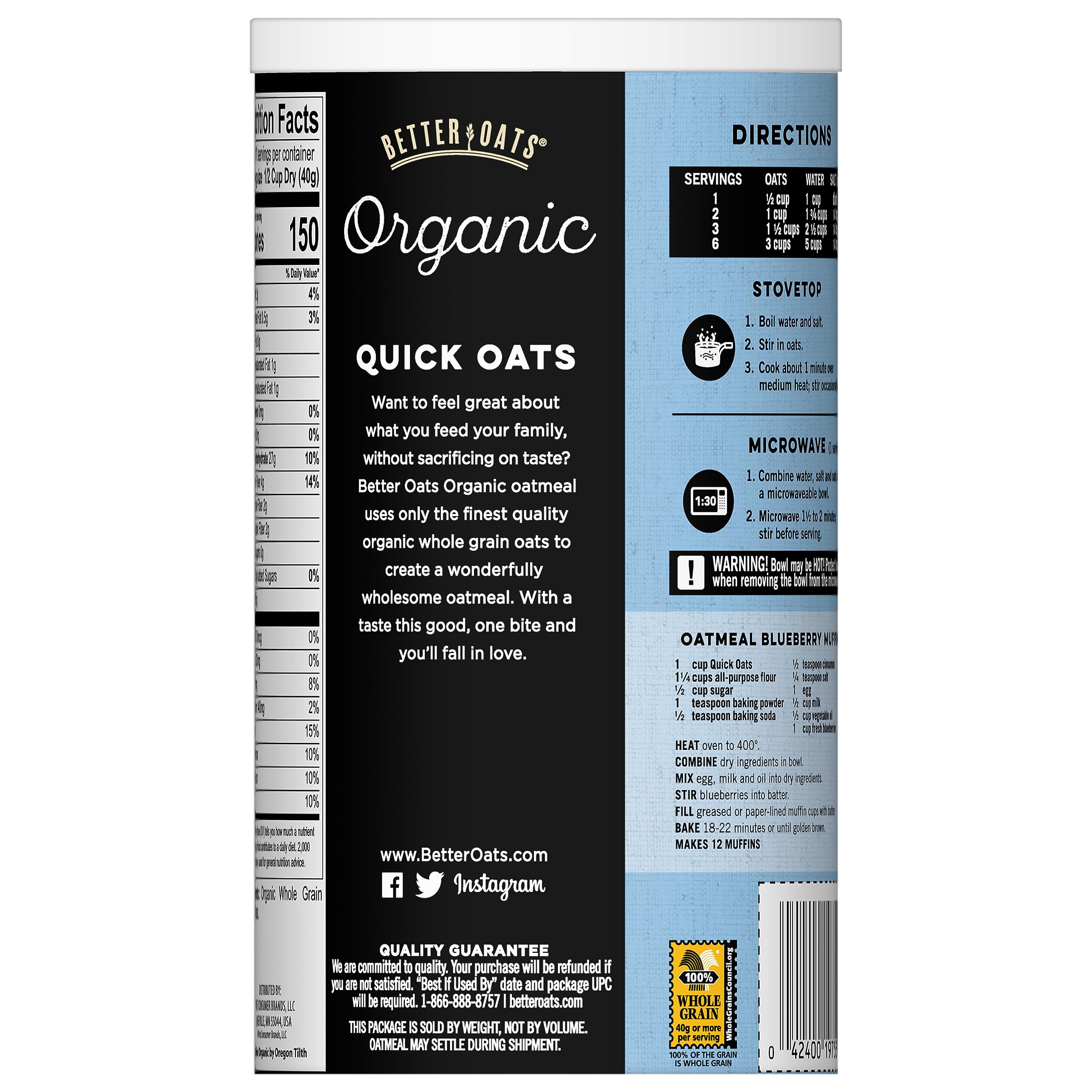 Overnight oats in a jar using Better Oats Organic Quick Oats.