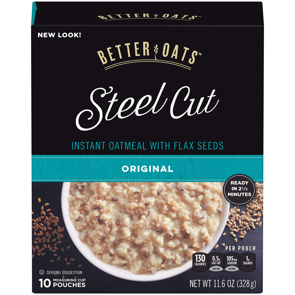 Better Oats steel-cut oats with flax in a bowl for a quick breakfast