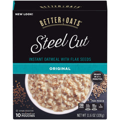 Better Oats steel-cut oats with flax in a bowl for a quick breakfast