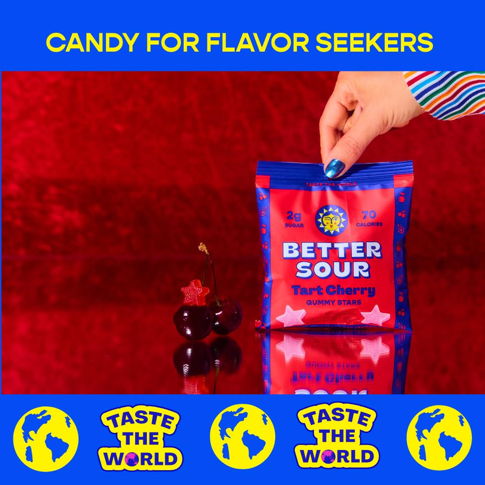 Better Sour low-sugar 70-calorie bag promotes mindful indulgence.