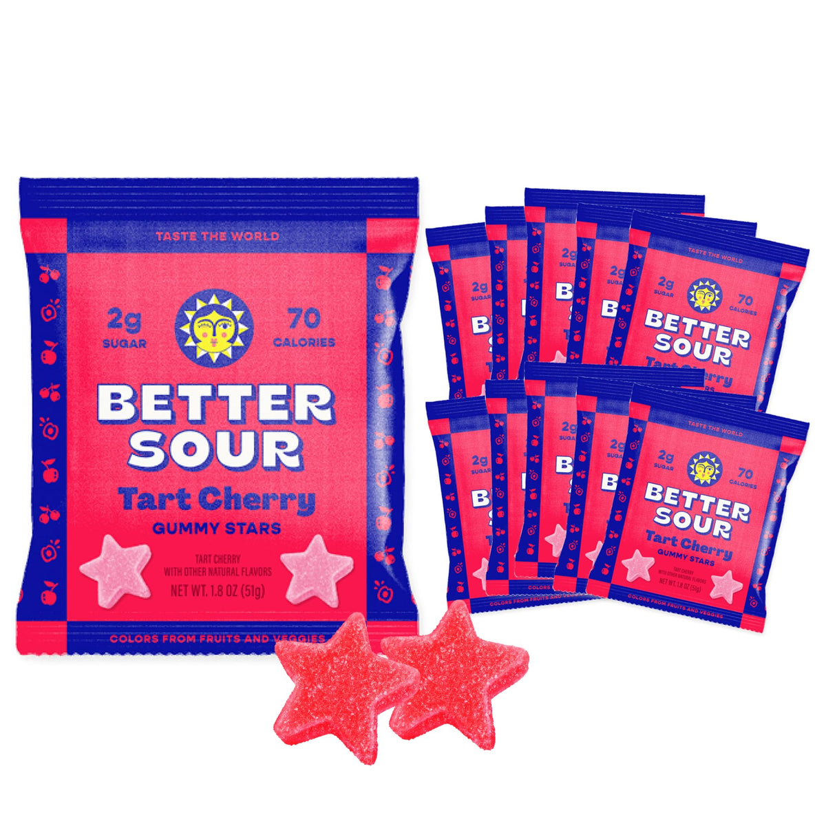 Better Sour tart cherry candy pack-10 for on-the-go snacking; vegan and gluten-free.