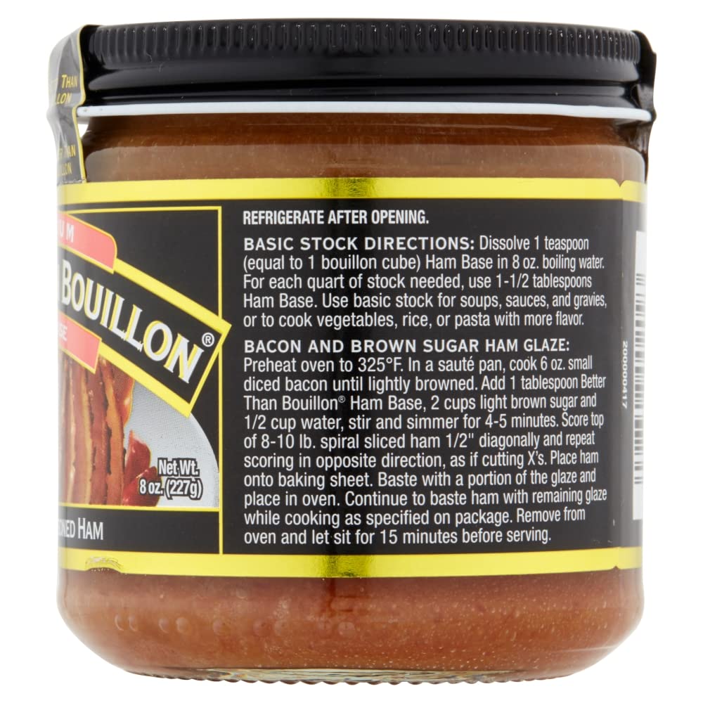 Better Than Bouillon Ham Base jar scoop ready to add depth to vegetables and legumes.
