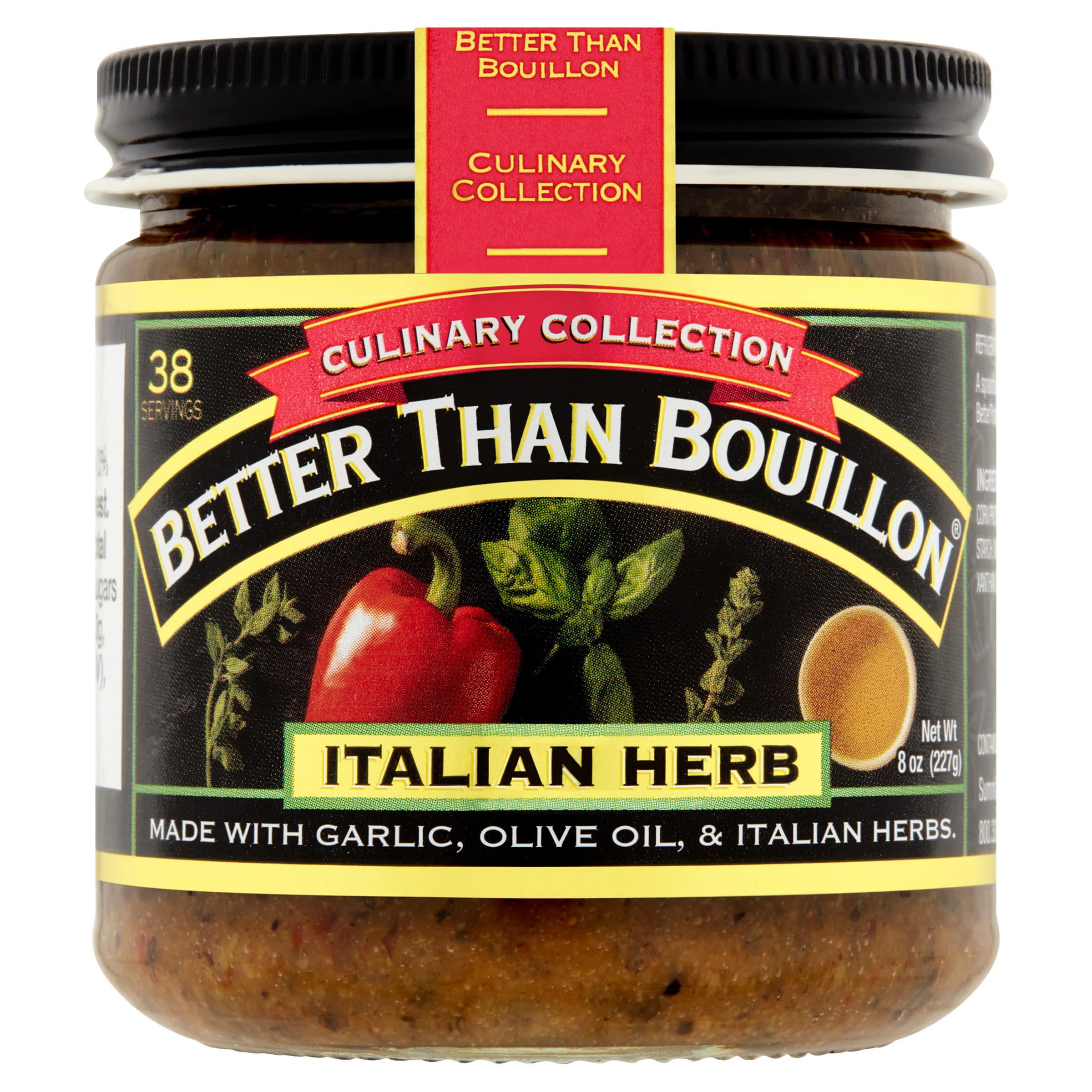 Better Than Bouillon Italian Herb Base in jar enhances sauces and gravies.