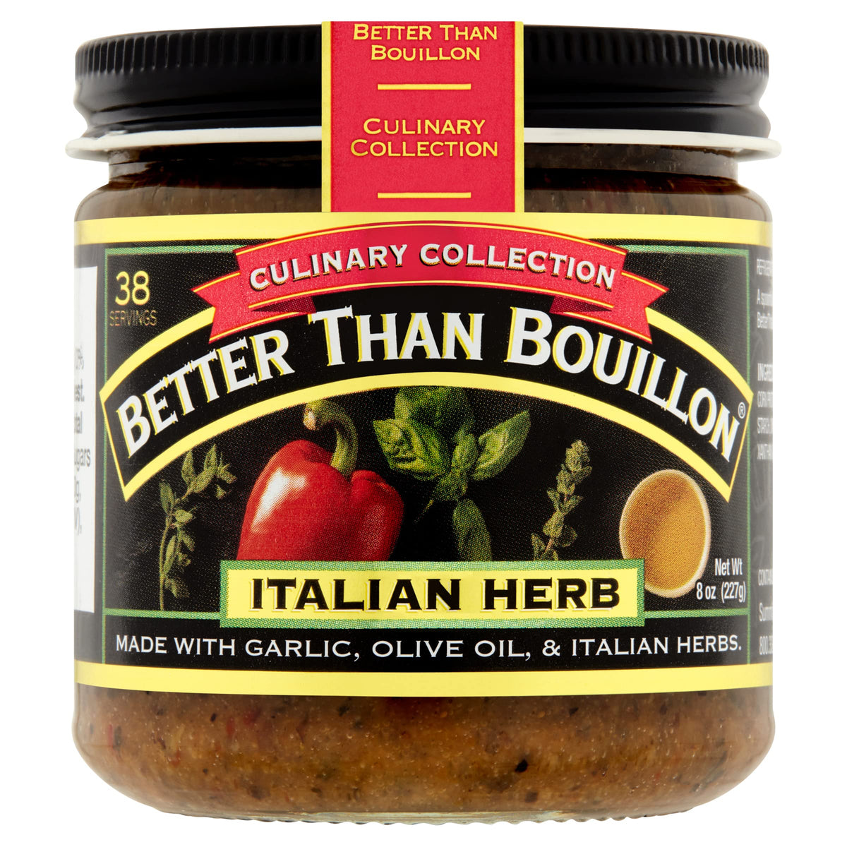 Better Than Bouillon Italian Herb Base in jar enhances sauces and gravies.