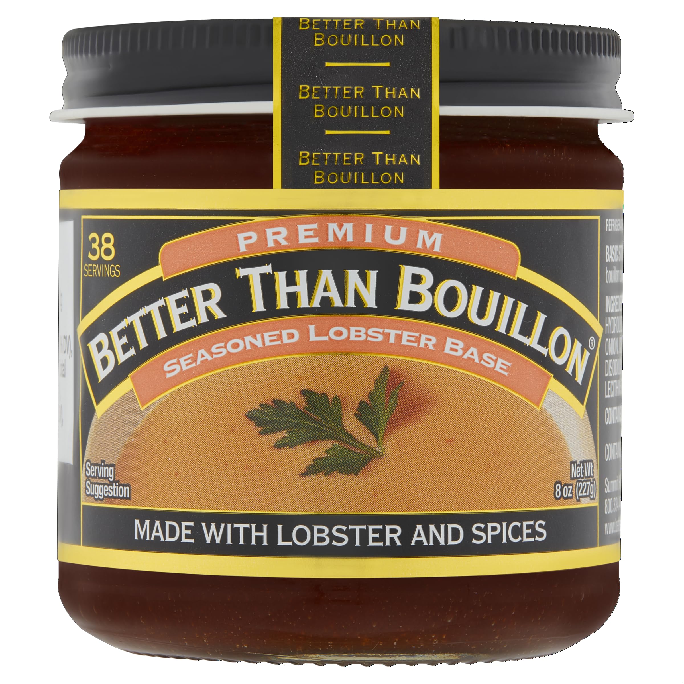 Better Than Bouillon Lobster Base bottle closeup, rich lobster flavor ready to enhance soups