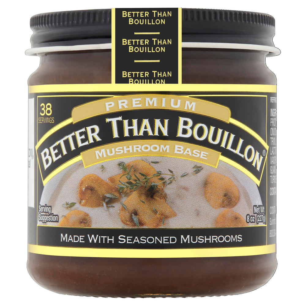 Closeup of ingredients in Better Than Bouillon Mushroom Base