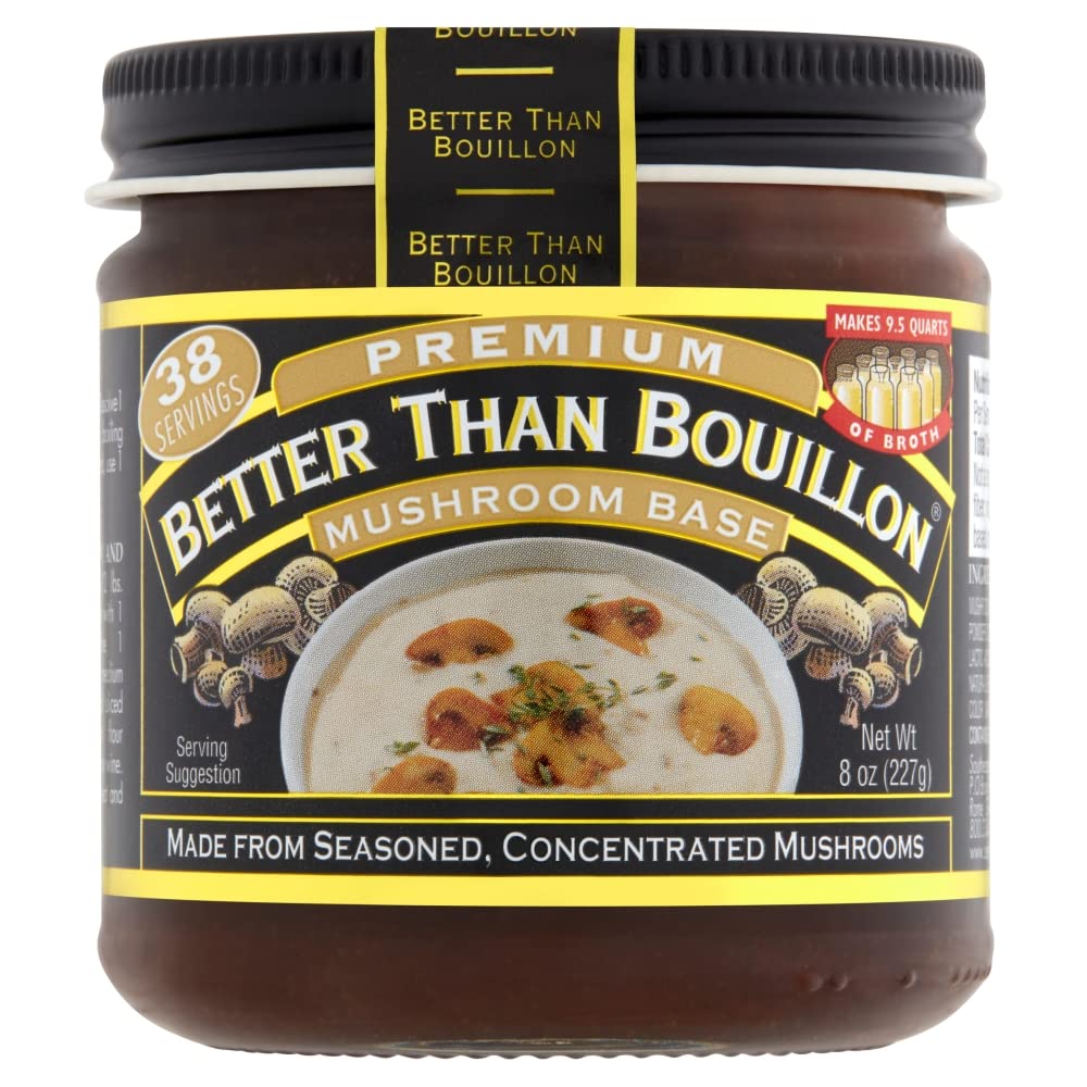 Open bottle of Better Than Bouillon Mushroom Base for convenient access