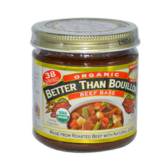 Better Than Bouillon Organic Roasted Beef Base jar highlights rich beef flavor for soups.