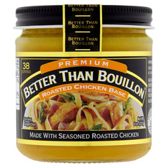 Better Than Bouillon Premium Roasted Chicken Base jar label boosts rich chicken flavor