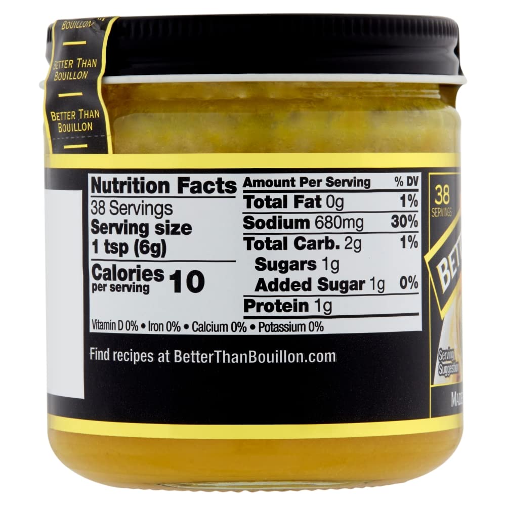 Better Than Bouillon Roasted Chicken Base with spoon shows easy flavor addition for soups