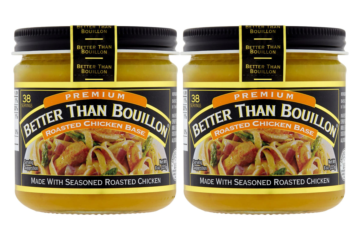 Better Than Bouillon roasted chicken base jar boosts flavor with rich aroma.