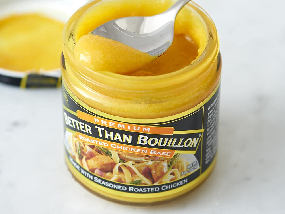 Better Than Bouillon marinade with base creates glossy glaze.