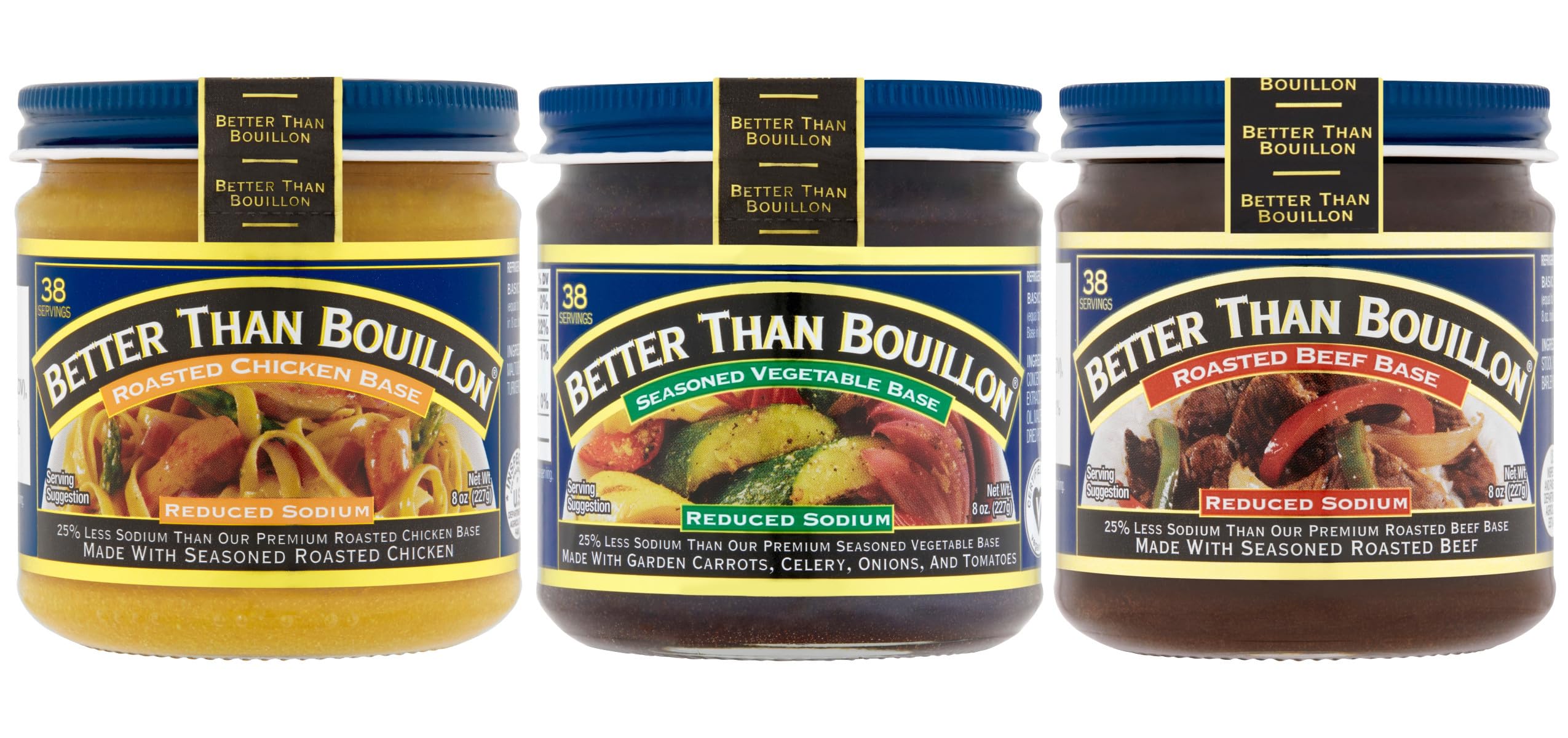 Better Than Bouillon Reduced Sodium Roasted Chicken Base jar enriches soups