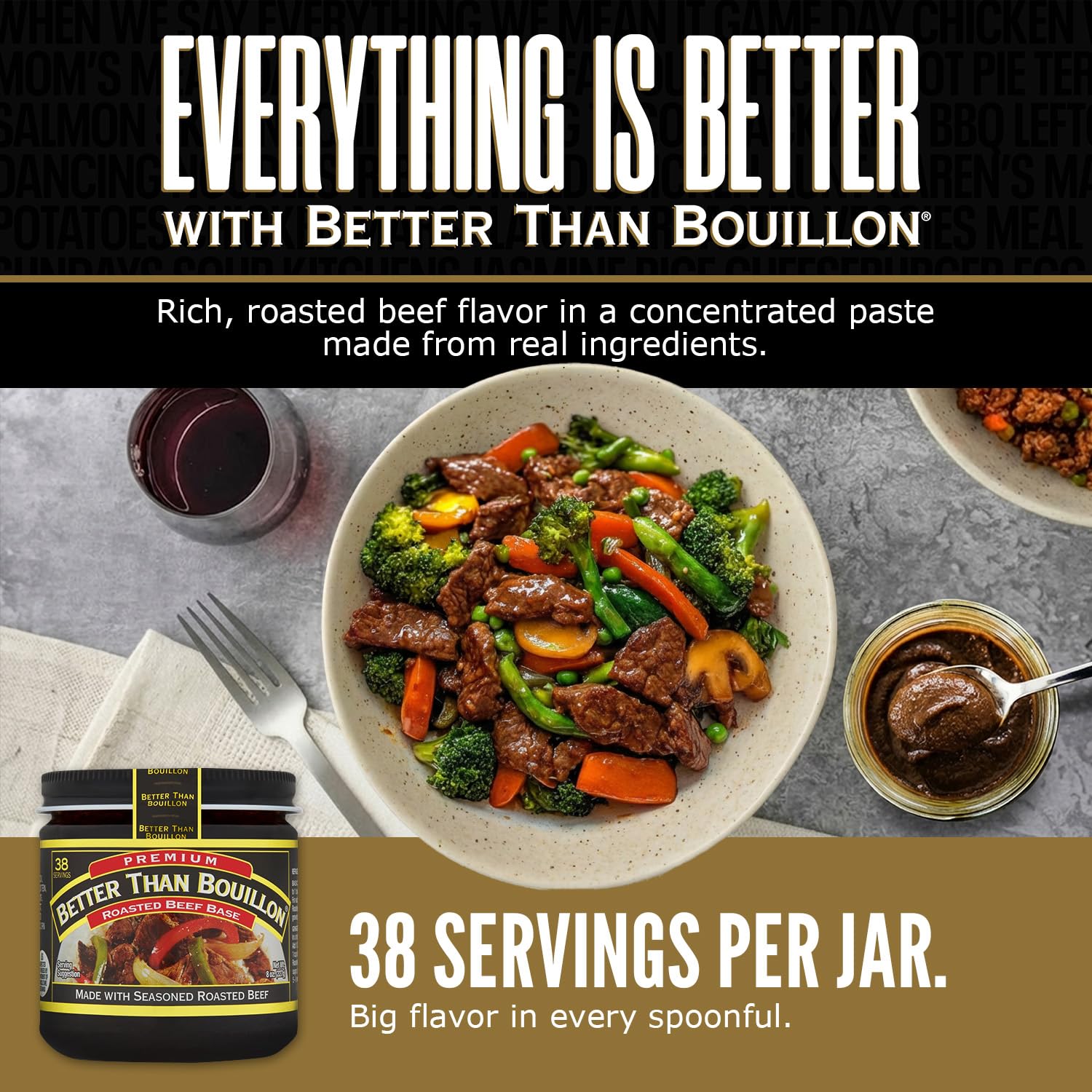 Better Than Bouillon Roasted Beef Base jar side view for easy flavor boost