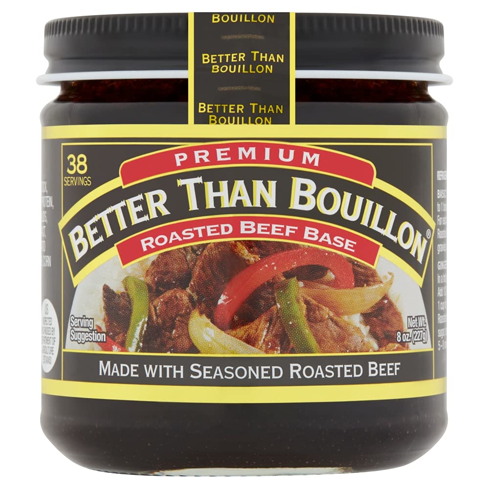 Better Than Bouillon Roasted Beef Base label closeup communicates premium quality and robust taste