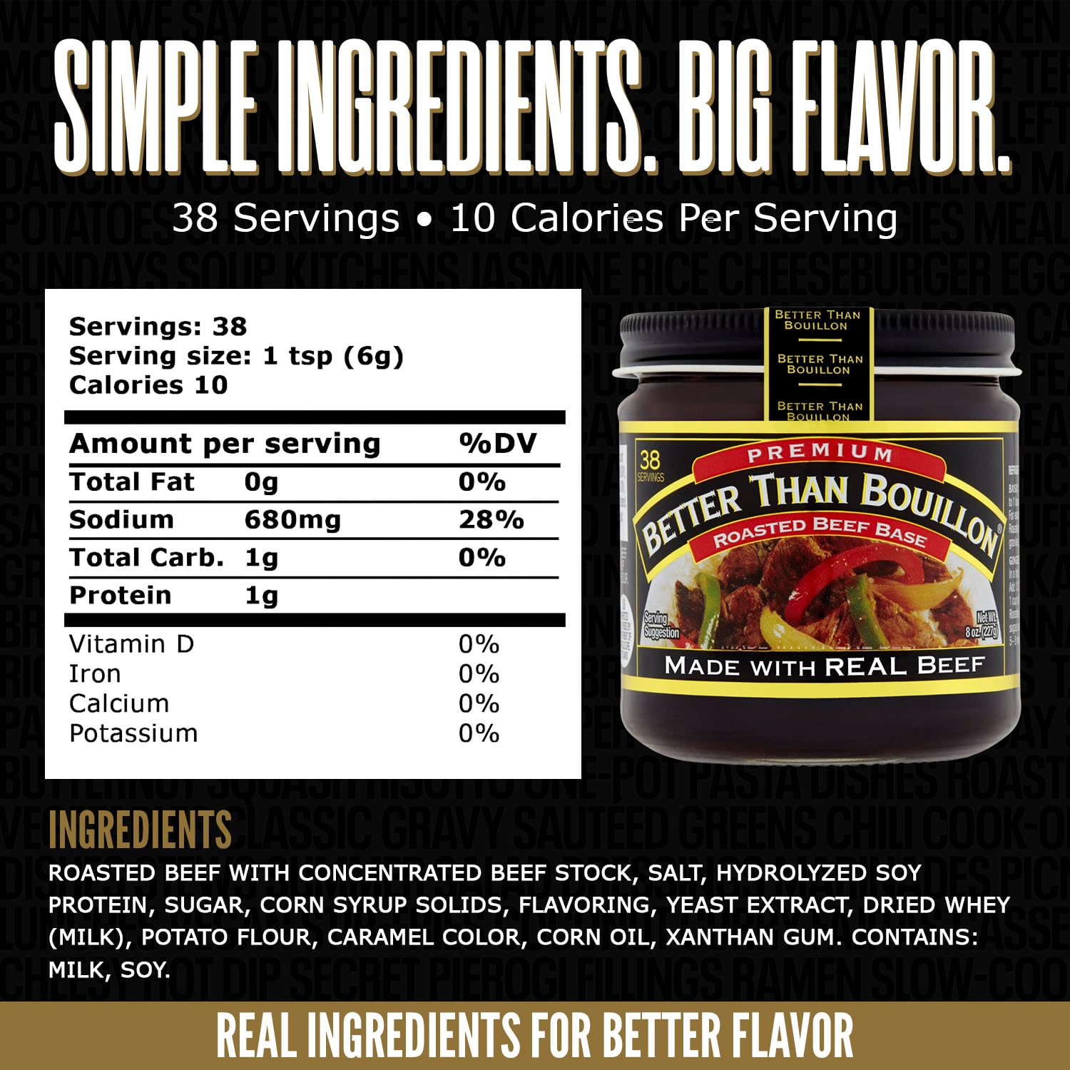Better Than Bouillon Roasted Beef Base label closeup highlighting concentrated beef stock