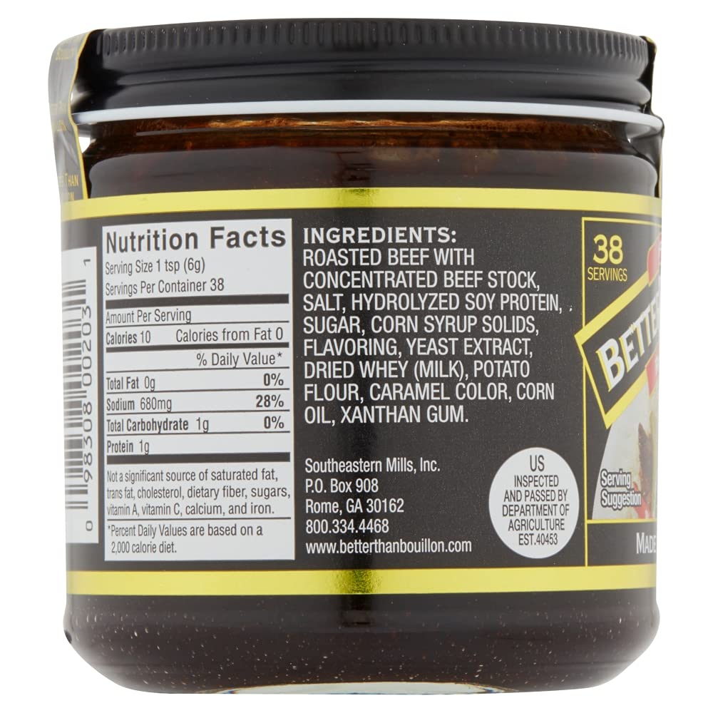 Better Than Bouillon Roasted Chicken Base jar pour highlights quick, versatile flavor for soups and vegetables