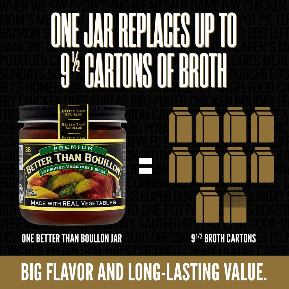 The label of Better Than Bouillon indicates fat-free and reduced-salt benefits.