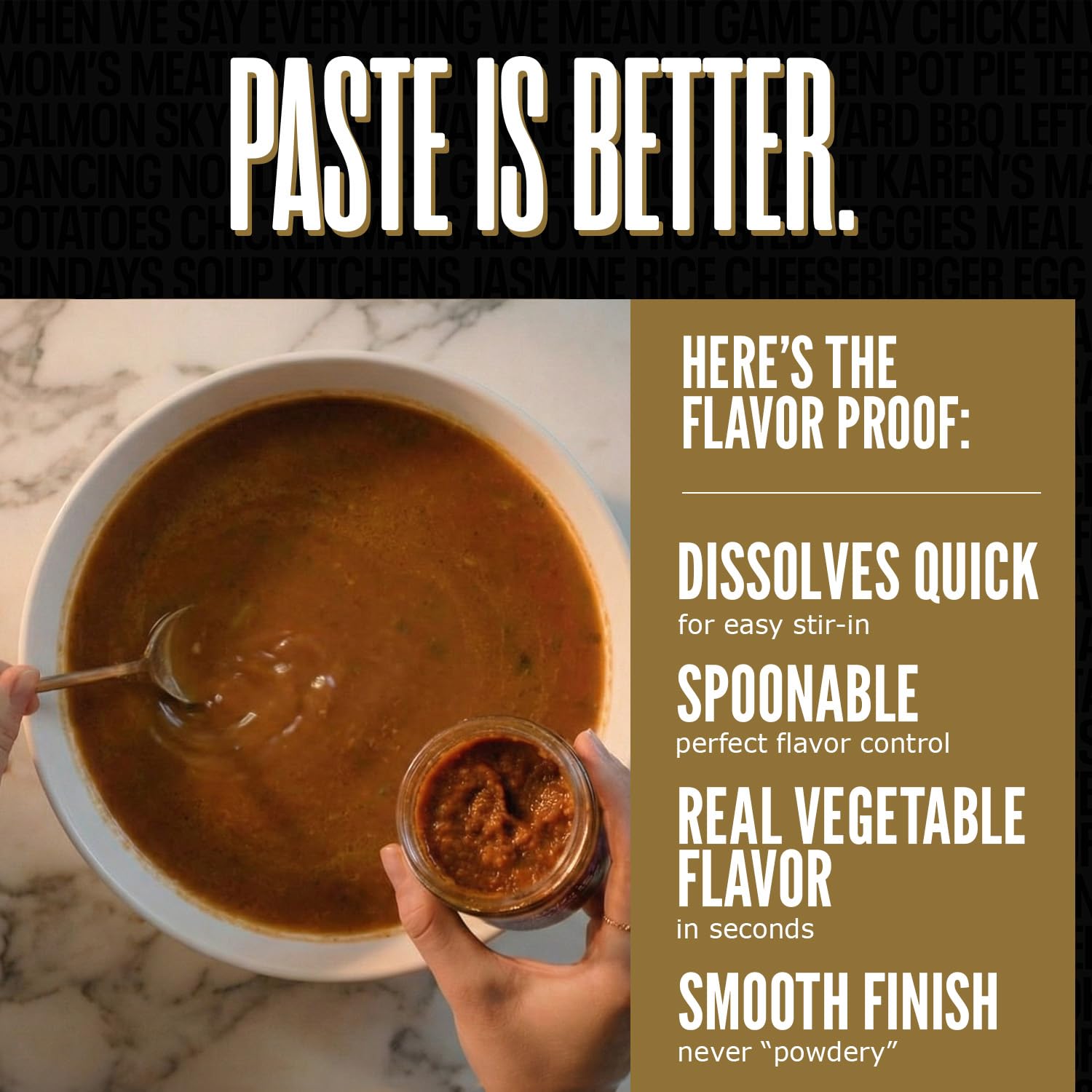 Steam rises as Better Than Bouillon Seasoned Vegetable Base enriches soup.